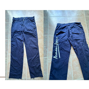 A‎ J Armani Jeans back leg printed Navy Trouser pants Women size 30 - Waist 33